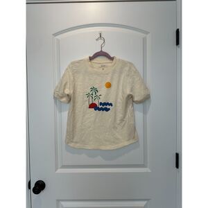 Madewell Island Getaway Graphic Everyday Crop T-shirt Ivory Size XS